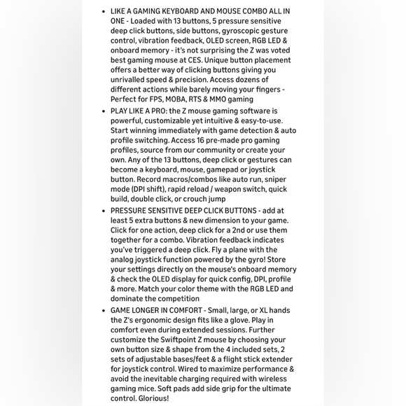 🛍️SALE🛍️Swiftpoint The Z Programmable Gaming Mouse (wired)Special Launch Edition - Picture 10 of 10